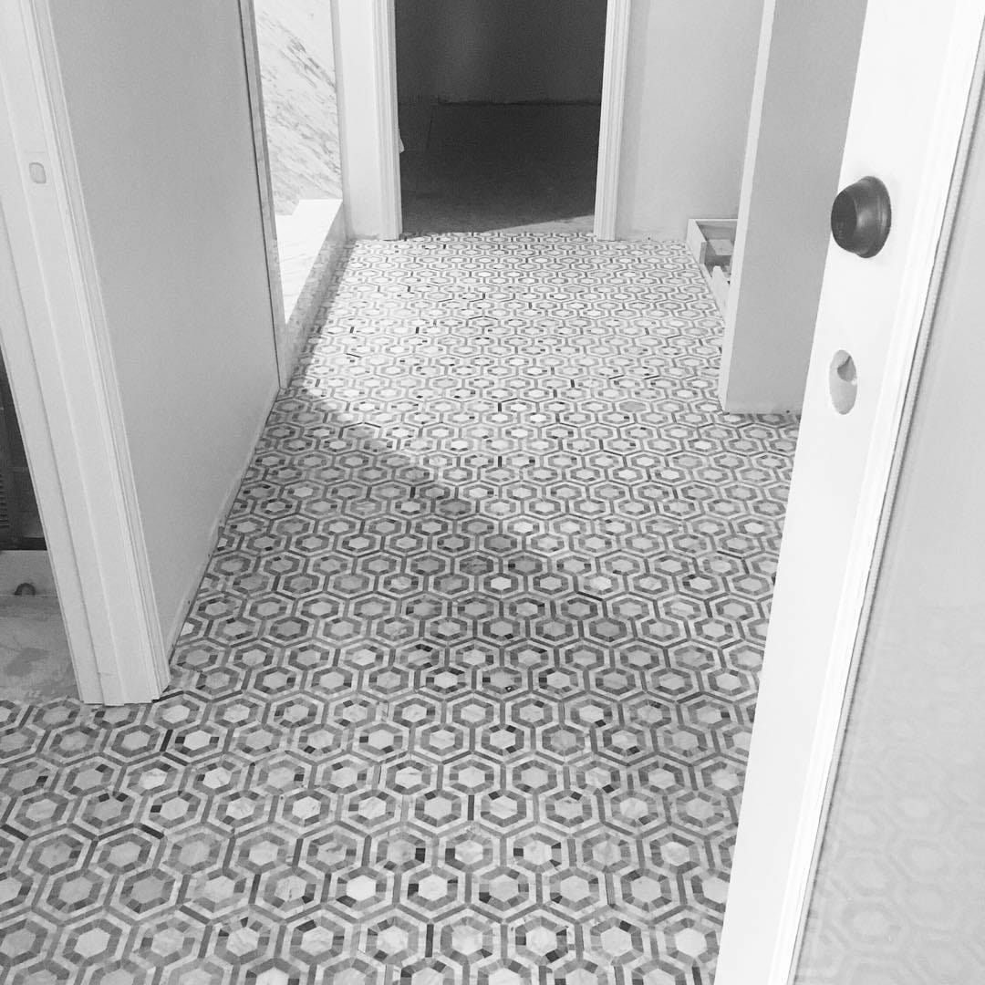 Cosmos Carrara & Moonstone Hexagon Marble Tile
 marble grey floor or wall use bathroom use