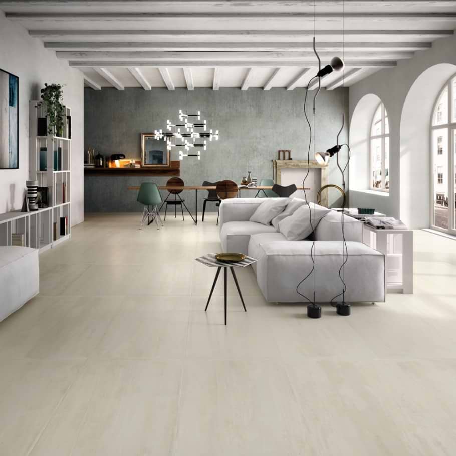 large format porcelain tile in commercial space