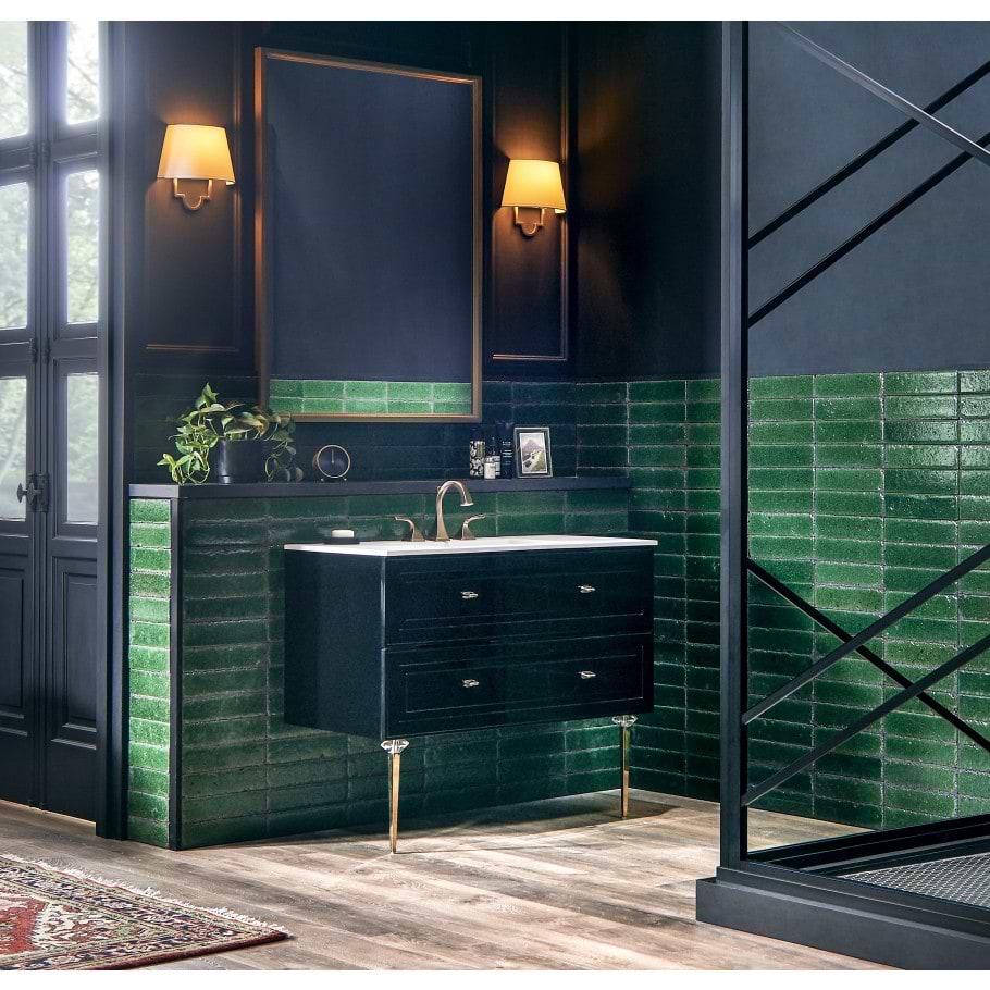 Lava stone Aegan Tile in green used on wall sourced from naturally forming volcanic rock