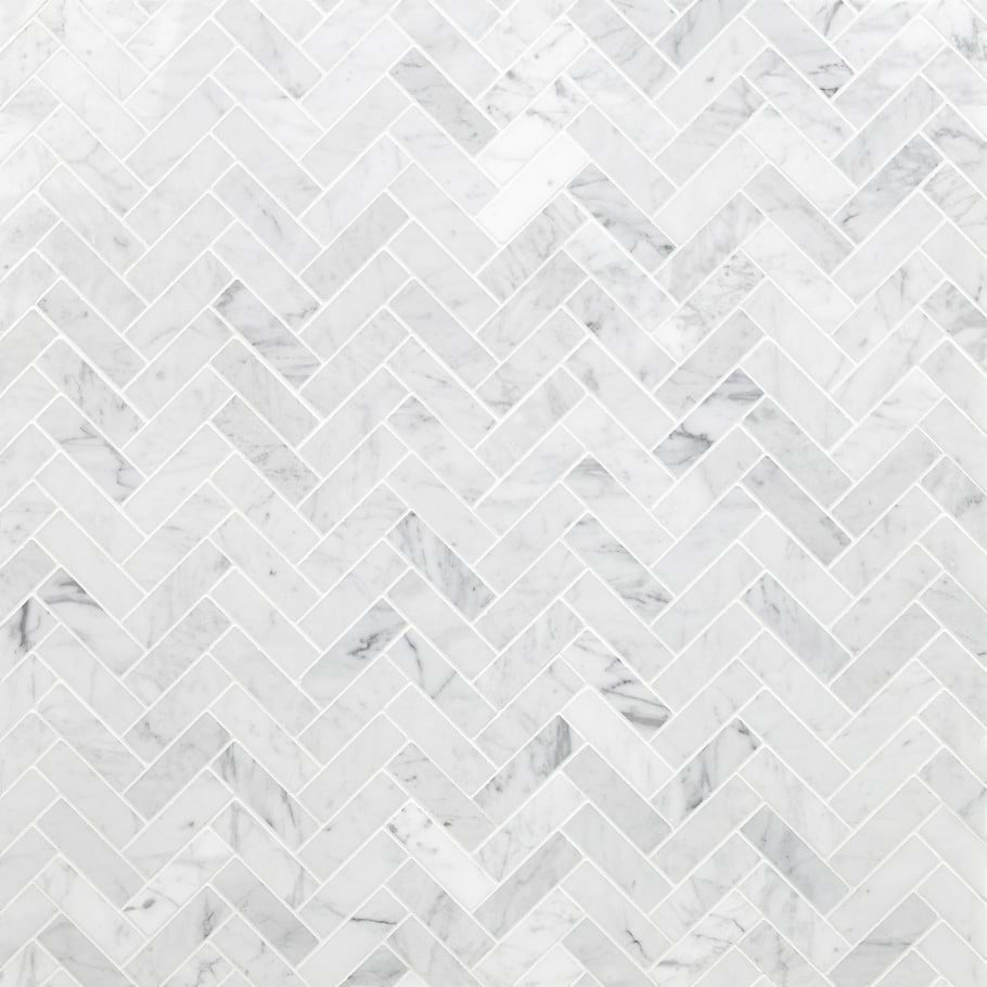 Carrara Herringbone 1x3 Polished Mosaic Tile 