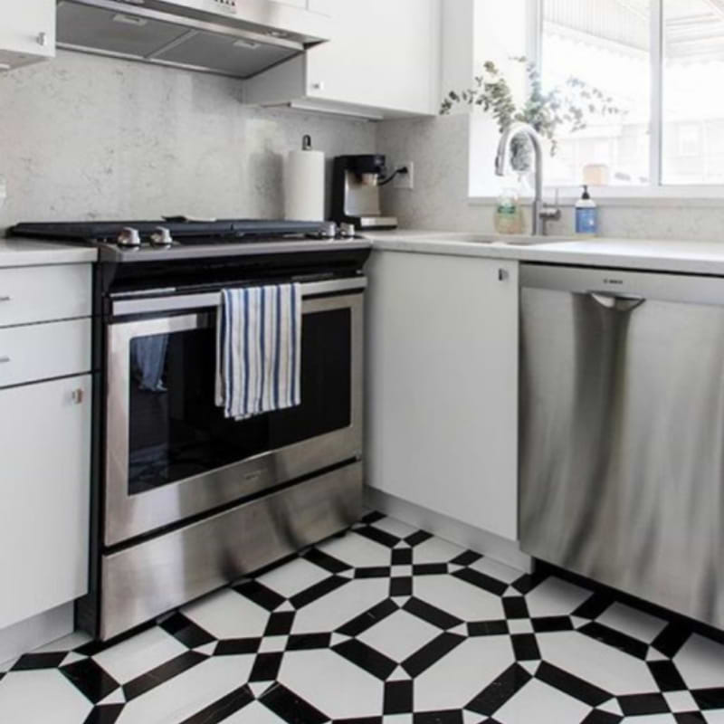 Coptic Black & White Porcelain And Marble Tile