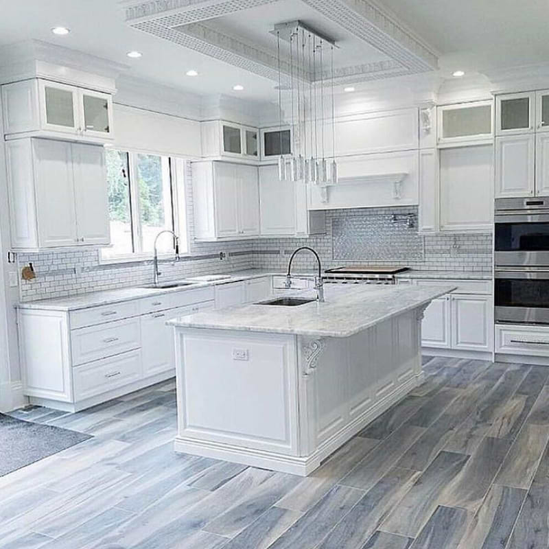 Modern brazilian tiger blue tiles used in kitchen 