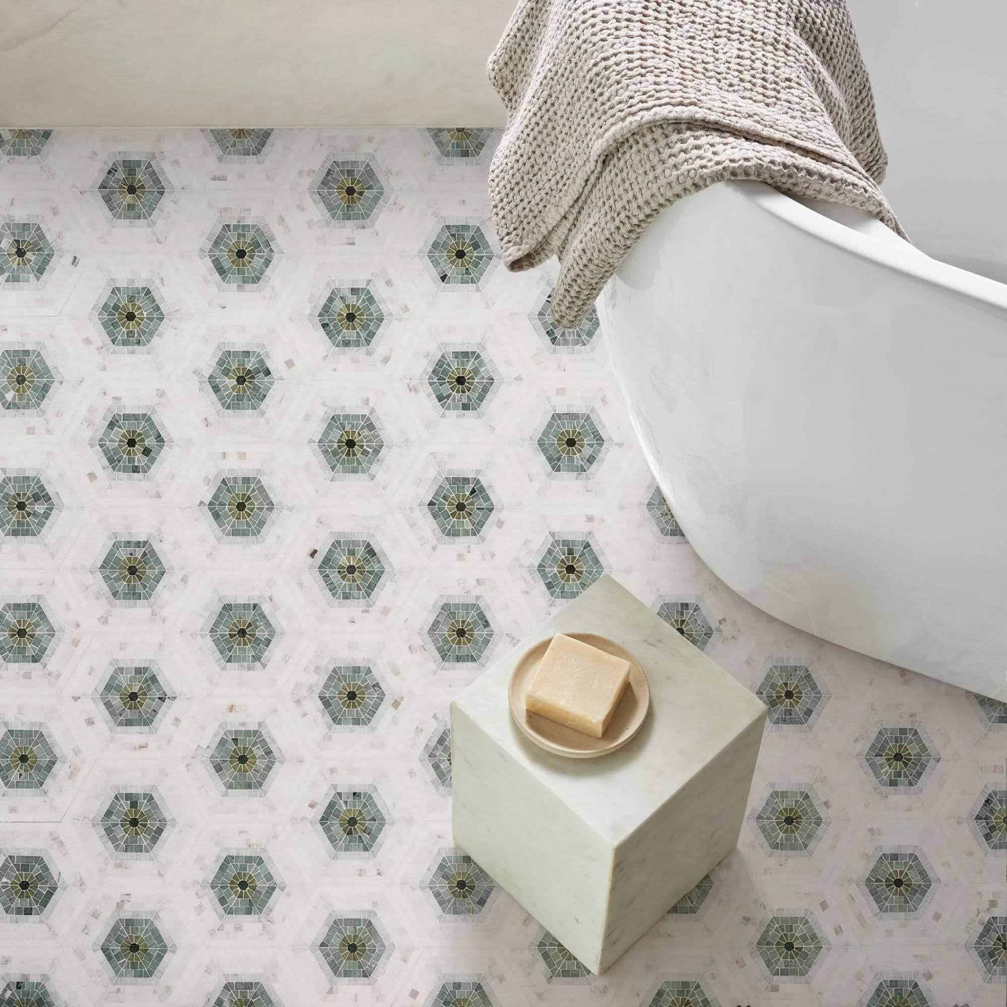 Bathroom Designs with Hexagon Floor Tile