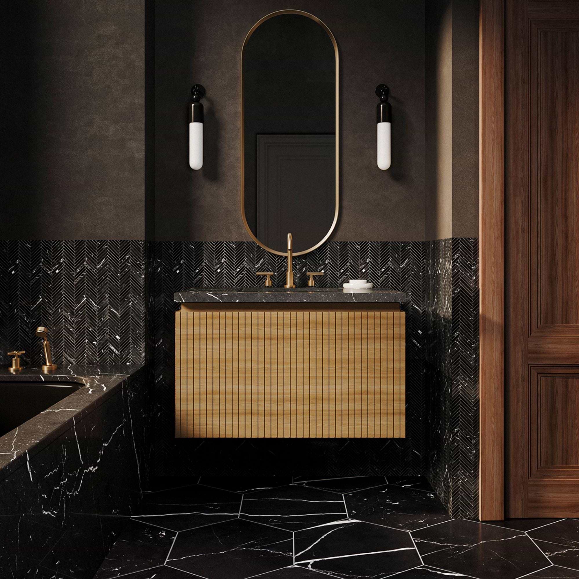 Bathroom Designs with Hexagon Floor Tile
