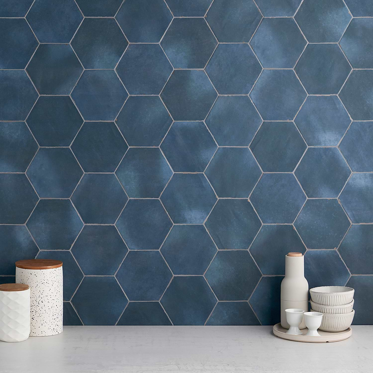 Sasha Hex Chiazza Marino 6" Matte Porcelain Hexagon Tile
