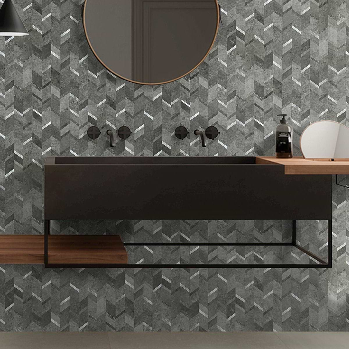 Discover our Tether Grigio Solid Core Peel & Stick Mosaic Tile