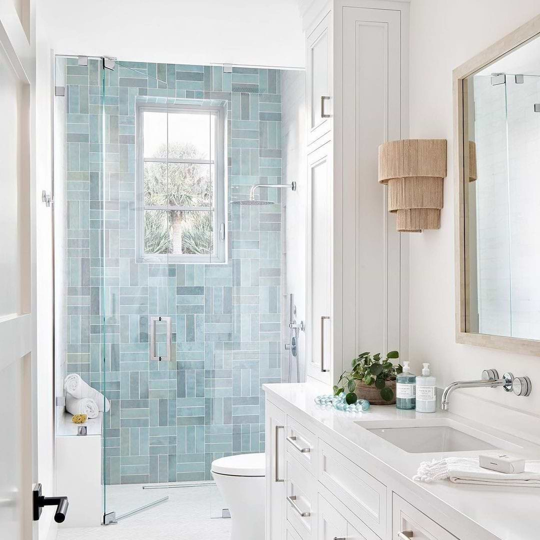 Portmore Aqua Glazed Ceramic Tile 3 x 8 for bathroom