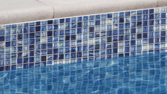 Pool tiles with colour and glass finishes