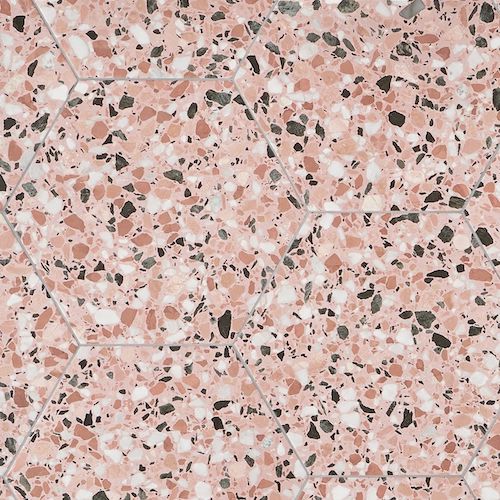 Six Hexagon Pink Earth 12.5" Matte Porcelain Tile
