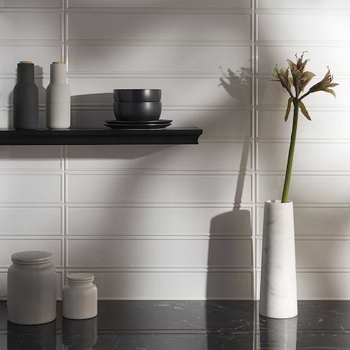 Norwalk Frame White 4x24 Polished Ceramic Wall Tile
