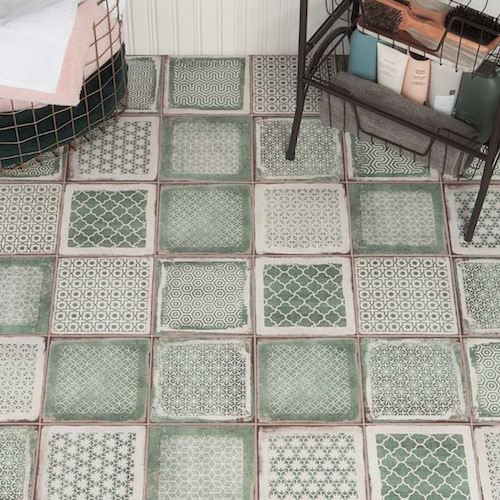 Los Lunas Deco Green 8x8 Matte Porcelain Tile
