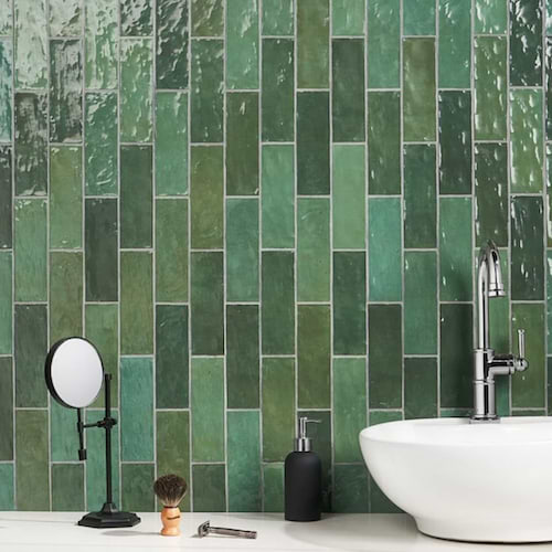 Portmore Green Glazed Ceramic Wall Tile