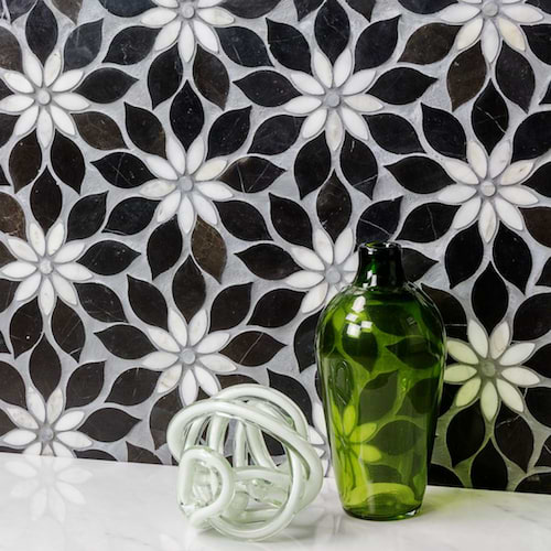 Wildflower Black Horizon Marble Polished Tile
