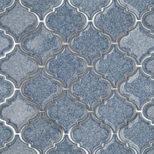 Roman Brisk Blue Arabesque Glass Polished Mosaic Wall Tile
