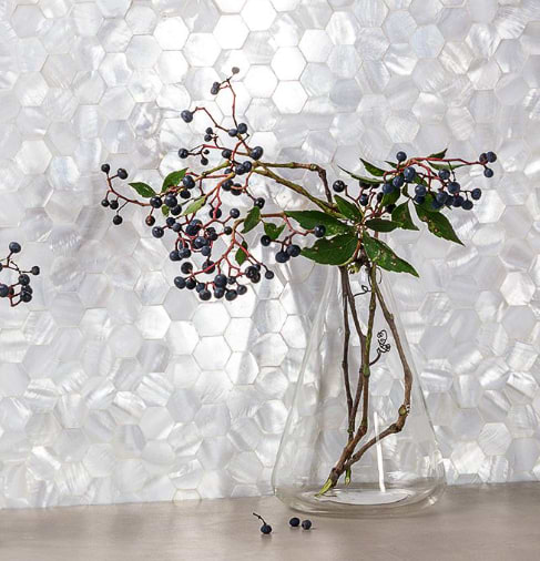 Serene White Pearl Hexagon Polished Tile