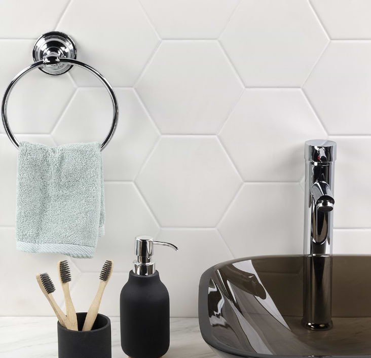 Exagoni Puro White 6x7 Hexagon Blanco Matte Ceramic Wall Tile