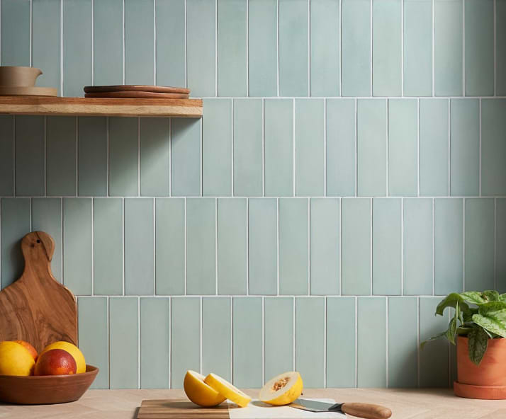 Color One Robin Egg Blue 2x8 Matte Cement Tile