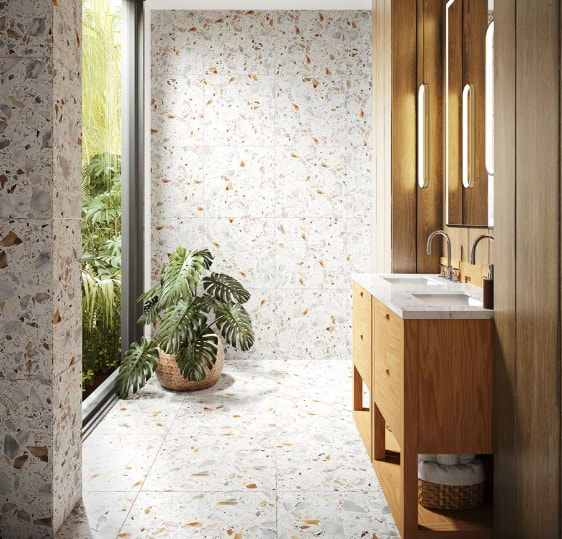 Terrazzo Italy Sacra Calacatta White 24x24 Honed Terrazzo Tile