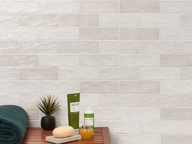 Portmore White 3x8 Glazed Ceramic Subway Wall Tile