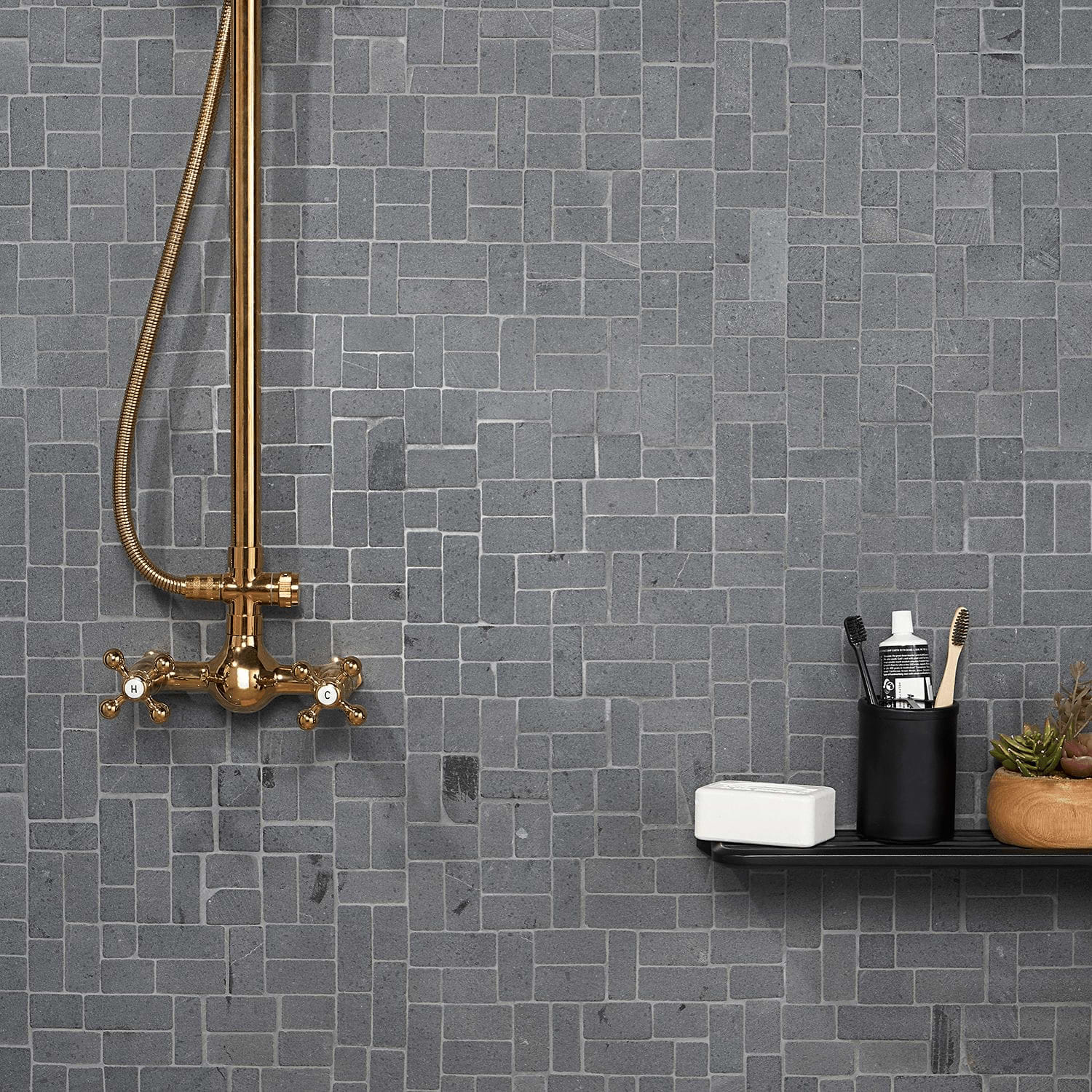 Nature Antique Lava Black Pebble Honed Mosaic Tile - Shower Tile Ideas