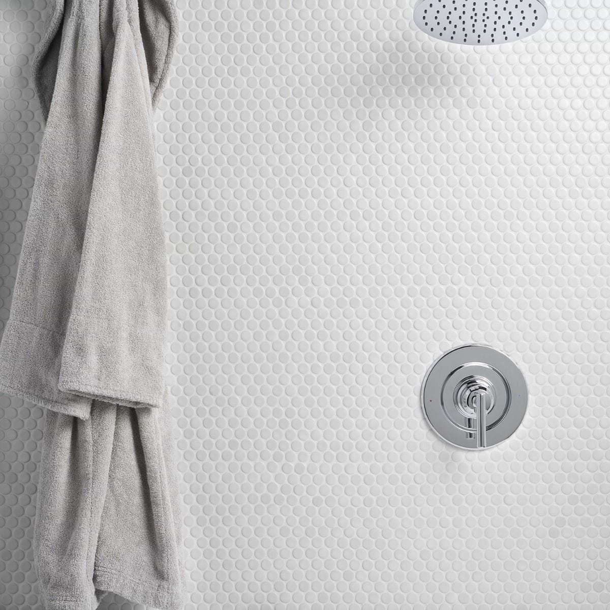 Eden 2.0 White Penny Round Matte Porcelain Mosaic - Shower Tile Ideas