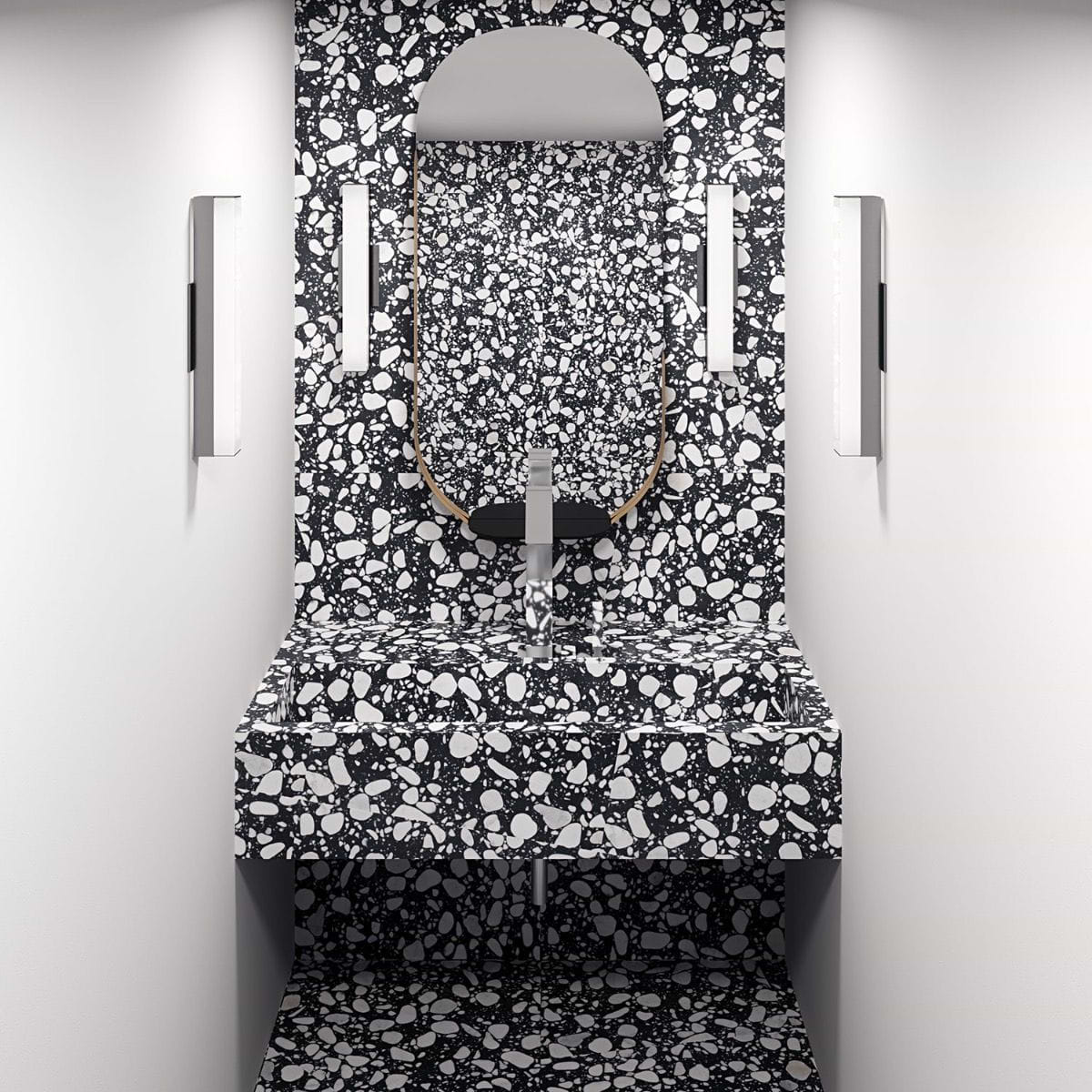 Terrazzo Italy Sacra Nero Black & White Honed Terrazzo Tile - Terrazzo