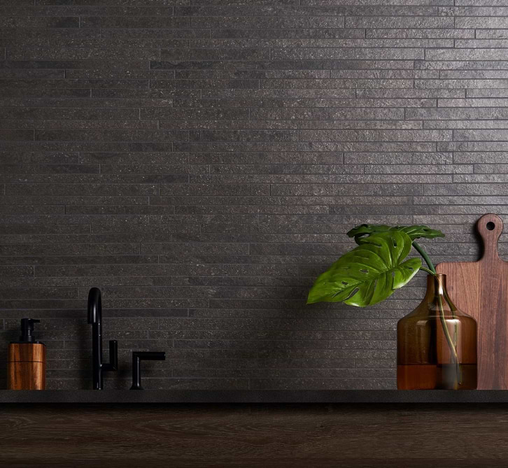 Thin Strip Charcoal Black Matte Porcelain Mosaic Tile