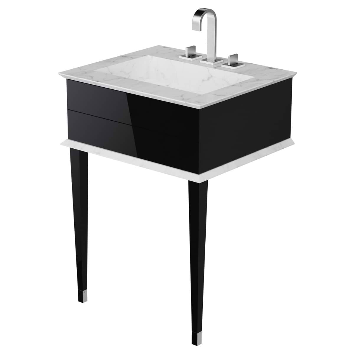 Classic Carrara 24" Black & Chrome Vanity 