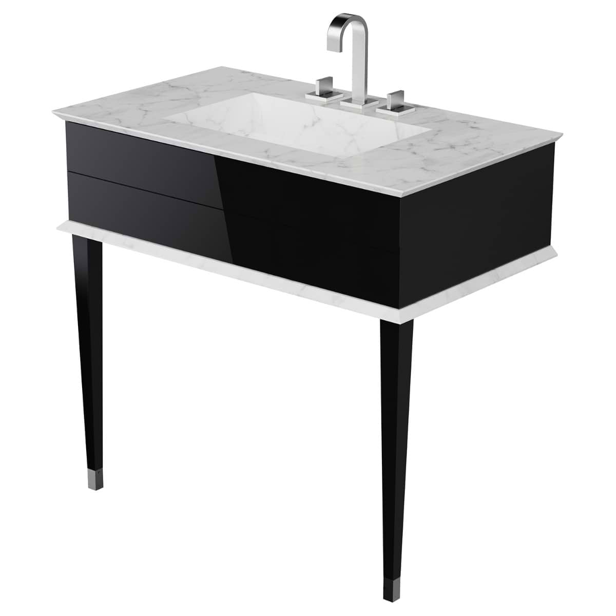 Classic Carrara 36" Black Vanity with Chrome Accents 