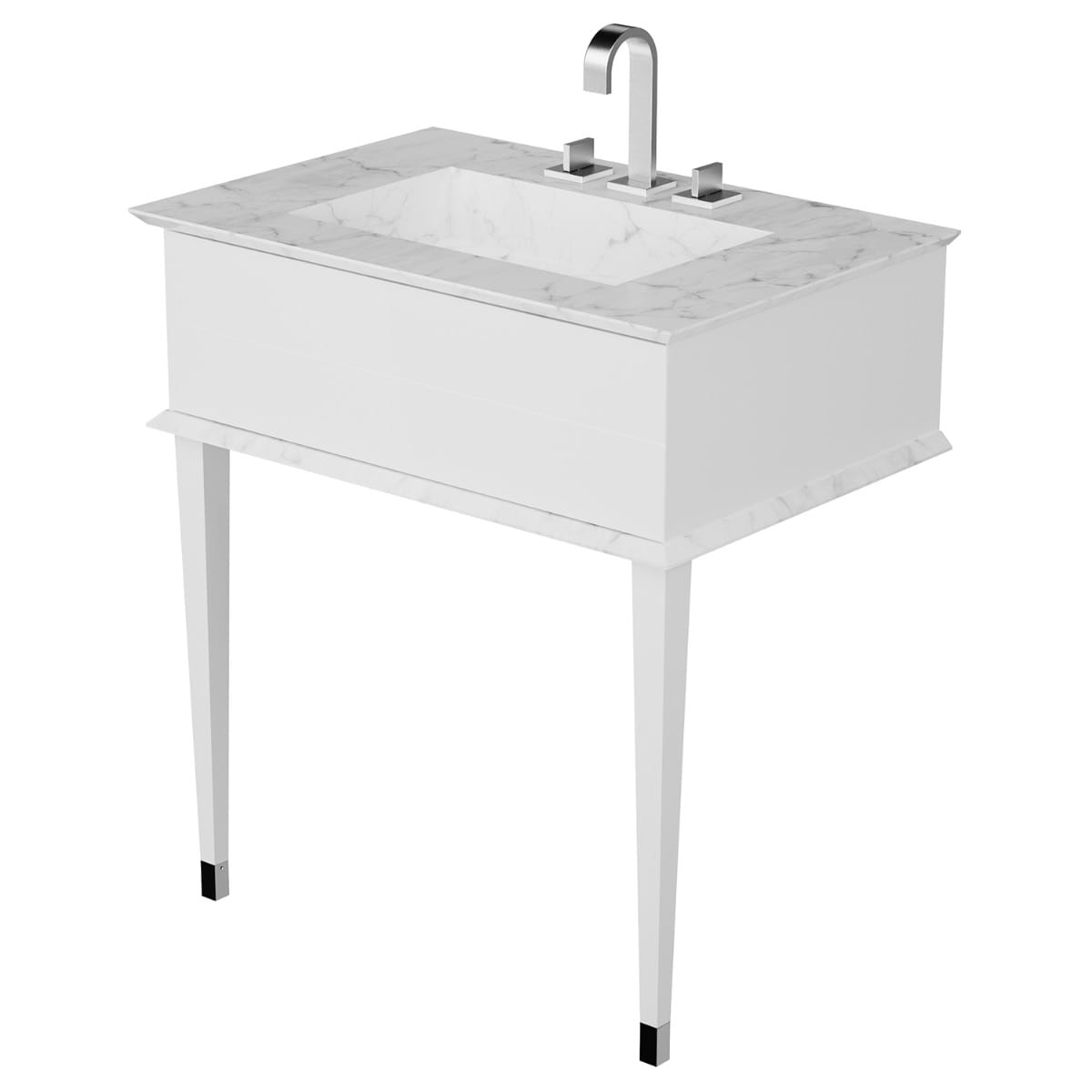 Classic Carrara 30" White Vanity with Chrome Accents 