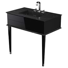 Classic Nero Marquina 36" Black Vanity with Chrome Accents 