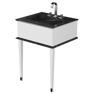 Classic Nero Marquina 24" White Vanity with Chrome Accents 