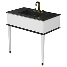 Classic Nero Marquina 36" White Vanity with Gold Accents