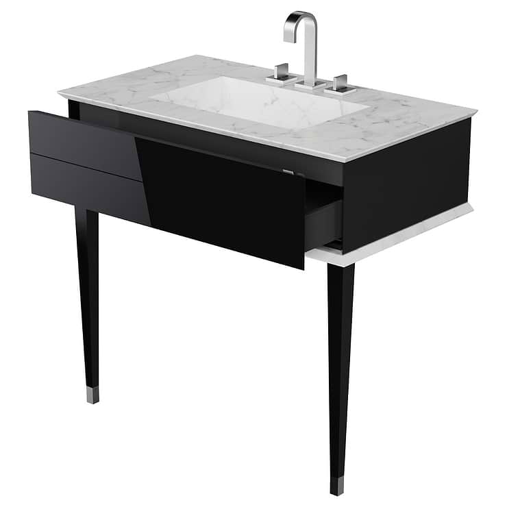 Classic Carrara 36" Black Vanity with Chrome Accents 