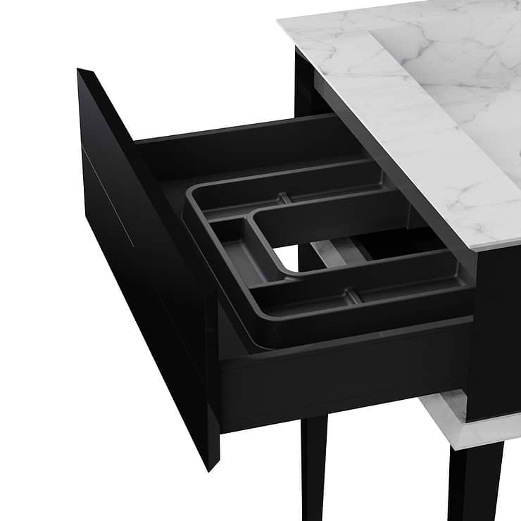 Classic Carrara 36" Black Vanity with Gold Accents 