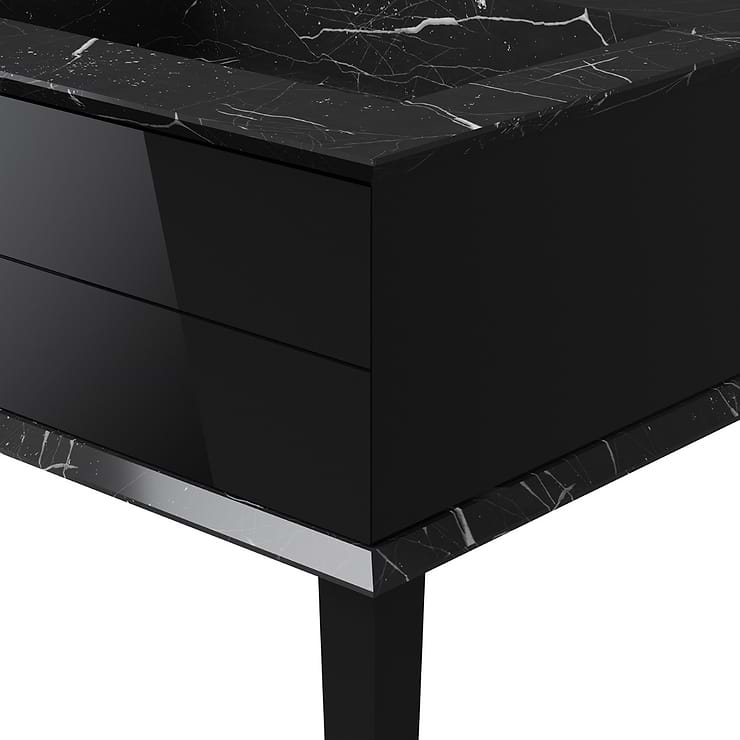 Classic Nero Marquina 36" Black Vanity with Chrome Accents 