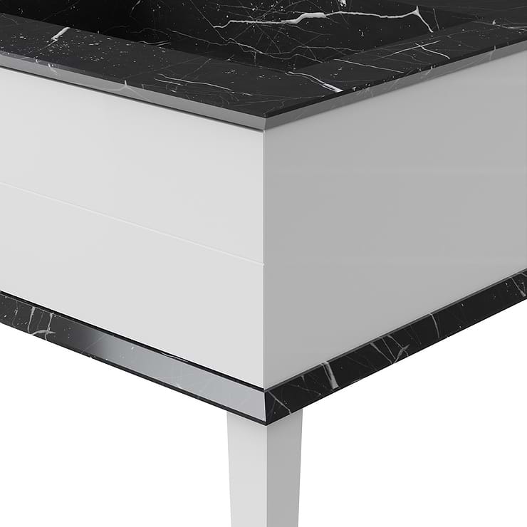 Classic Nero Marquina 30" White Vanity with Gold Accents 