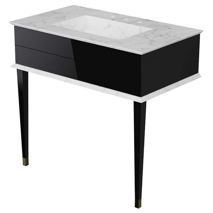 Classic Carrara 36" Black Vanity with Gold Accents 