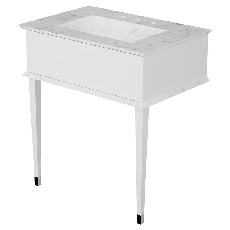 Classic Carrara 30" White Vanity with Chrome Accents 