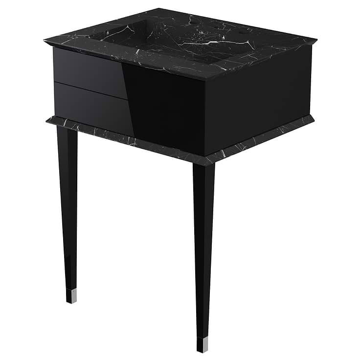 Classic Nero Marquina 24" Black Vanity with Chrome Accents 