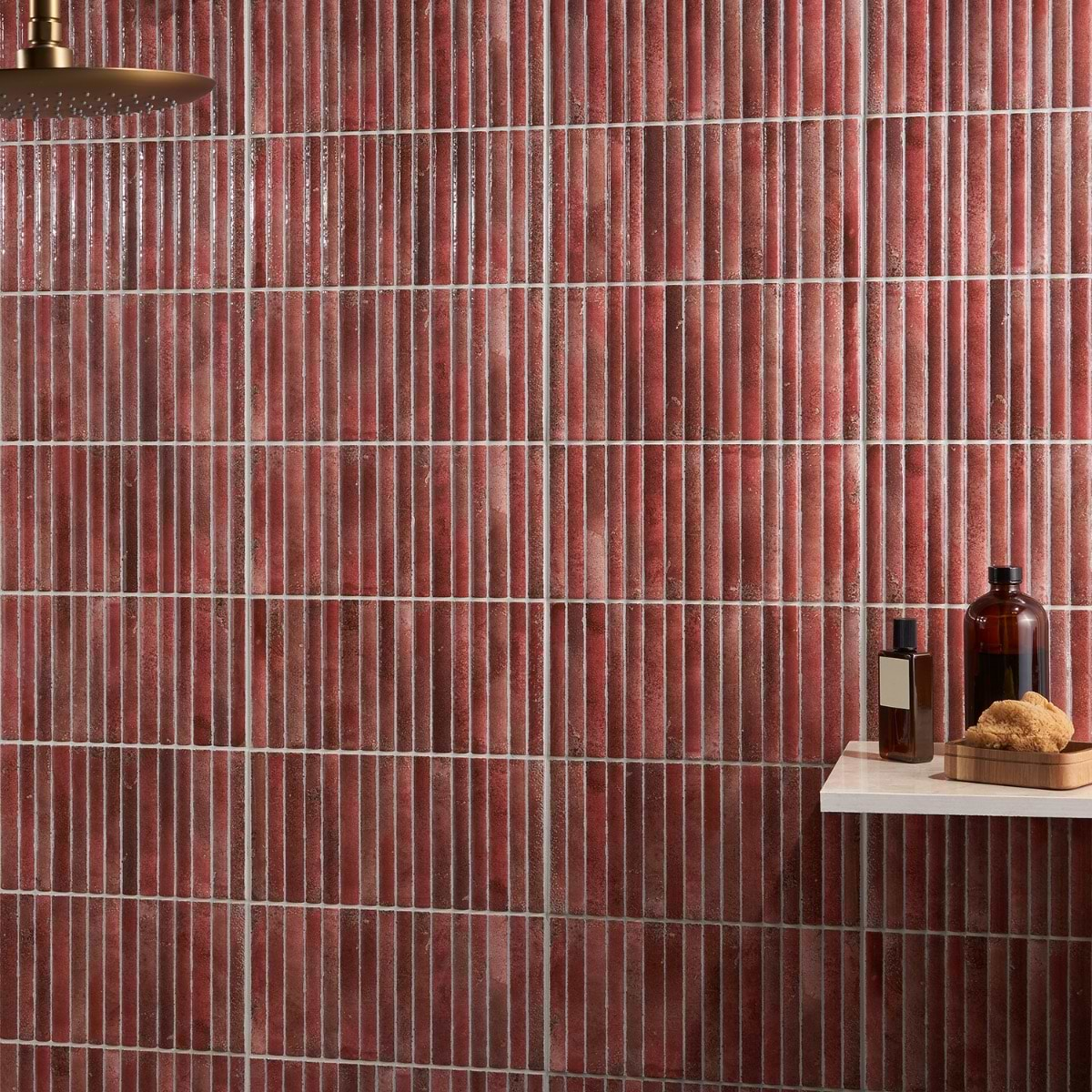 Curve Red Fluted 6x12 3D Glossy Ceramic Tile