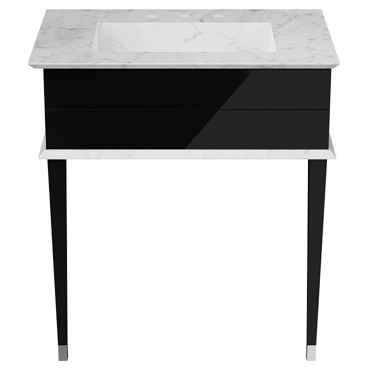 Classic Carrara 30" Black Vanity with Chrome Accents 