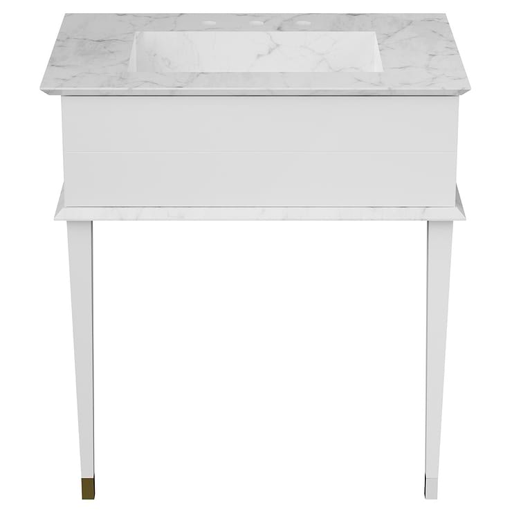 Classic Carrara 30" White Vanity with Chrome Accents 