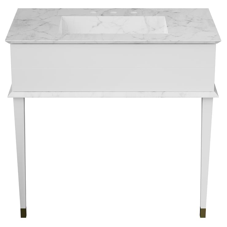 Classic Collection 36"  Carrara and White Vanity with Chrome Accents