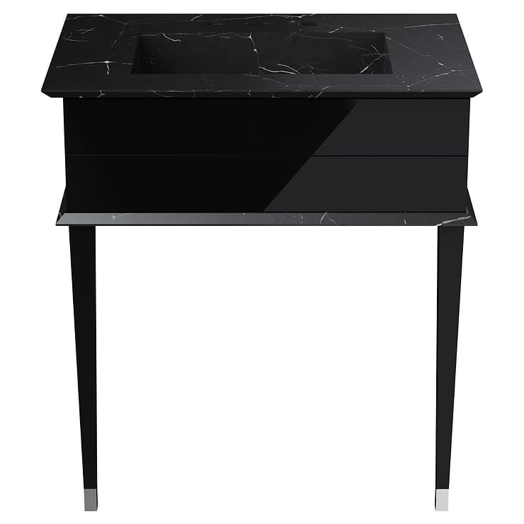 Classic Nero Marquina 30" Black Vanity with Chrome Accents 