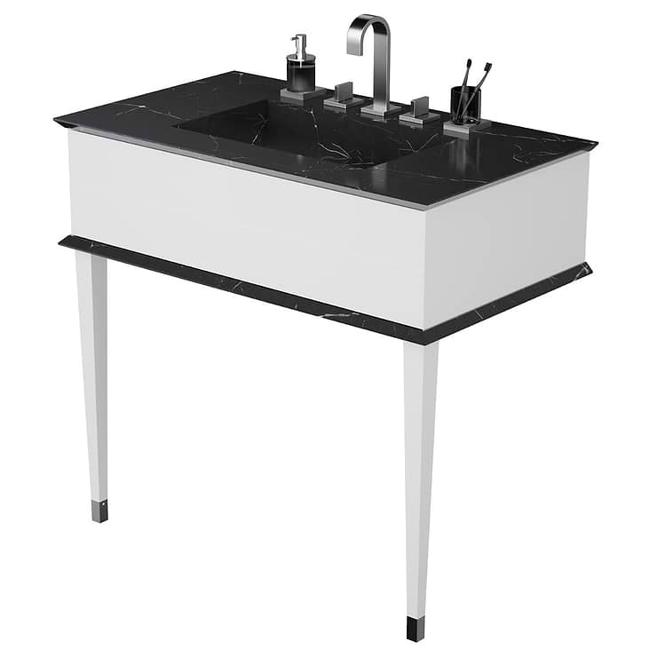 Classic Collection 36" Nero and White Vanity with Chrome Accents