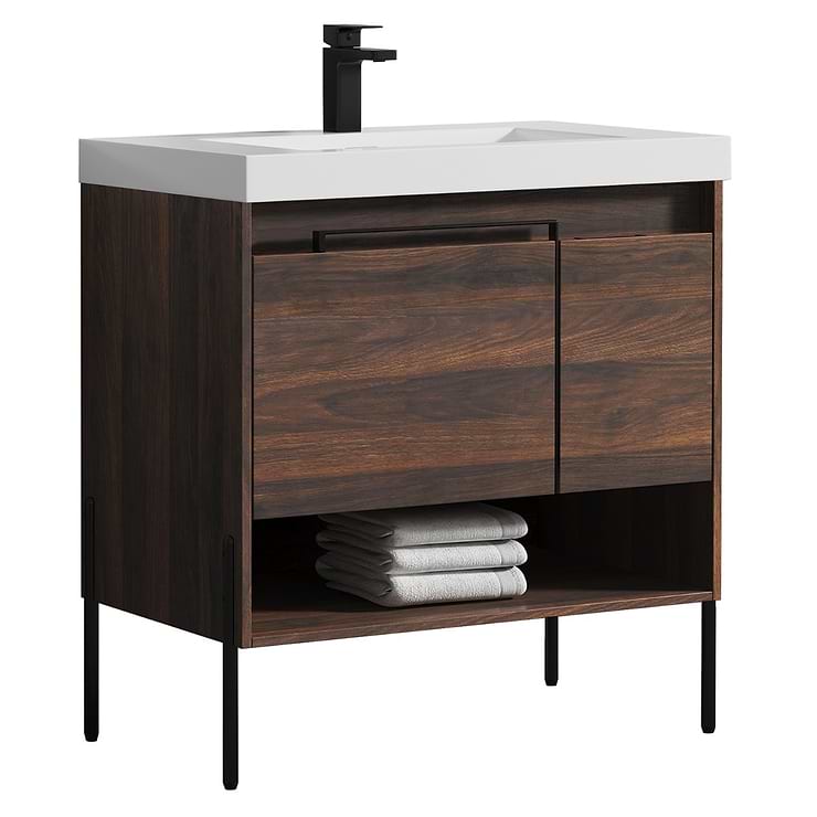 Kaleb 36'' Cali Walnut Vanity and Counter; in Style Ideas Contemporary, Industrial, Mid Century, Modern, Transitional