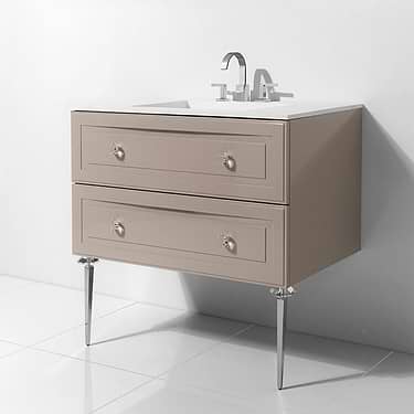 Alma Crema 30" Vanity with Chrome Legs and Lucite Hardware