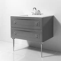 Alma Grigio Gray 30" Vanity with Chrome and Lucite Legs and Hardware