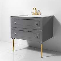 Alma Grigio Gray 30" Vanity with Gold  and Lucite Legs and Hardware